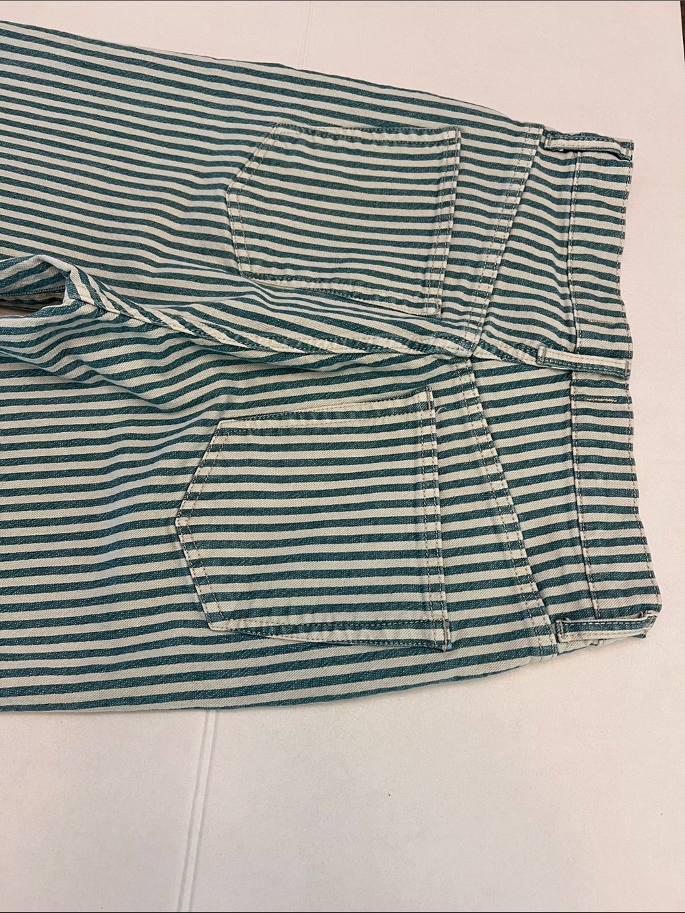 FREE PEOPLE WE THE FREE ASTORIA HIGH RISE BLUE /WHITE STRIPED WIDE LEG JEANS 27 - Picture 4 of 14